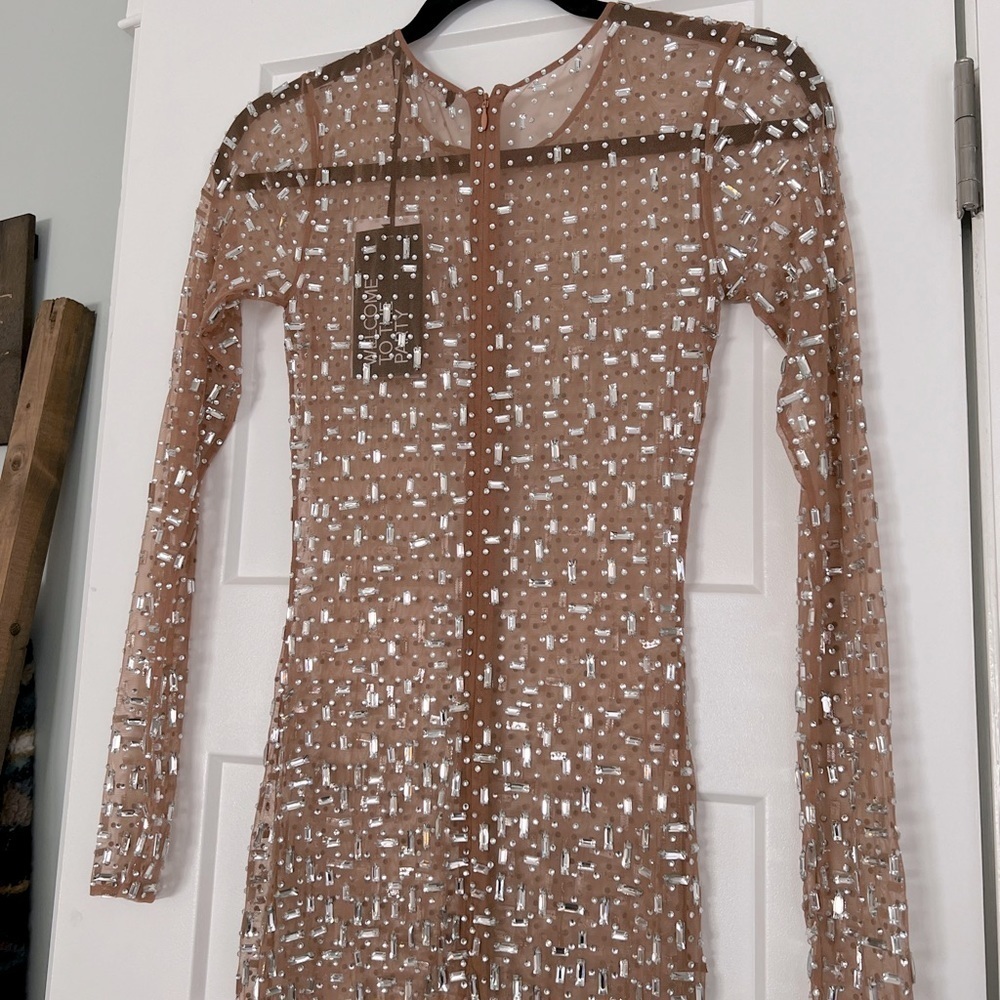 Retrofete Vinci Crystal Embellished Handmade Sheer Maxi Dress Gown NEW with tags - Picture 6 of 15